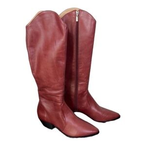 Schutz Fantinne Red Brown Western Leather Knee High Boot Size 5.5